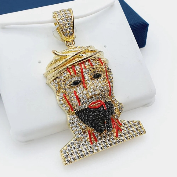 "14K Gold Plated Cubic Zircon Pendant, EVBRS526 - Picture 3 of 10